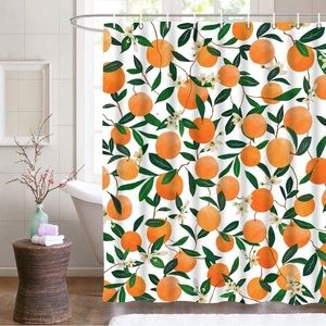 orange pattern shower curtain